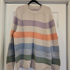 Fat Face Women's Striped Sweater - Cream, Purple, Orange, Blue, Green